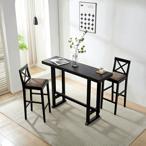 Bar Chair Counter Height Stool with Backrest Black Set of 2