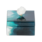 6' x 6' x 5' Bethany Aqua Jewelry Box, Stackable Decorative Storage Boxes With Lids