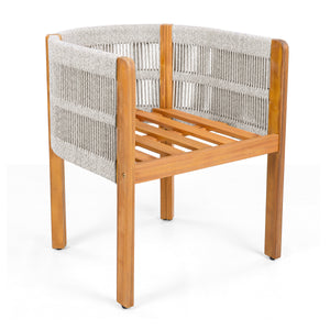Acacia Wood Outdoor Dining Chairs 2-Pack with Beige Cushions