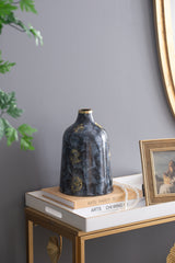 D6.7x10.2'-Blue-and-Gold-Decorative-Glass-Flower-Vase-Vases