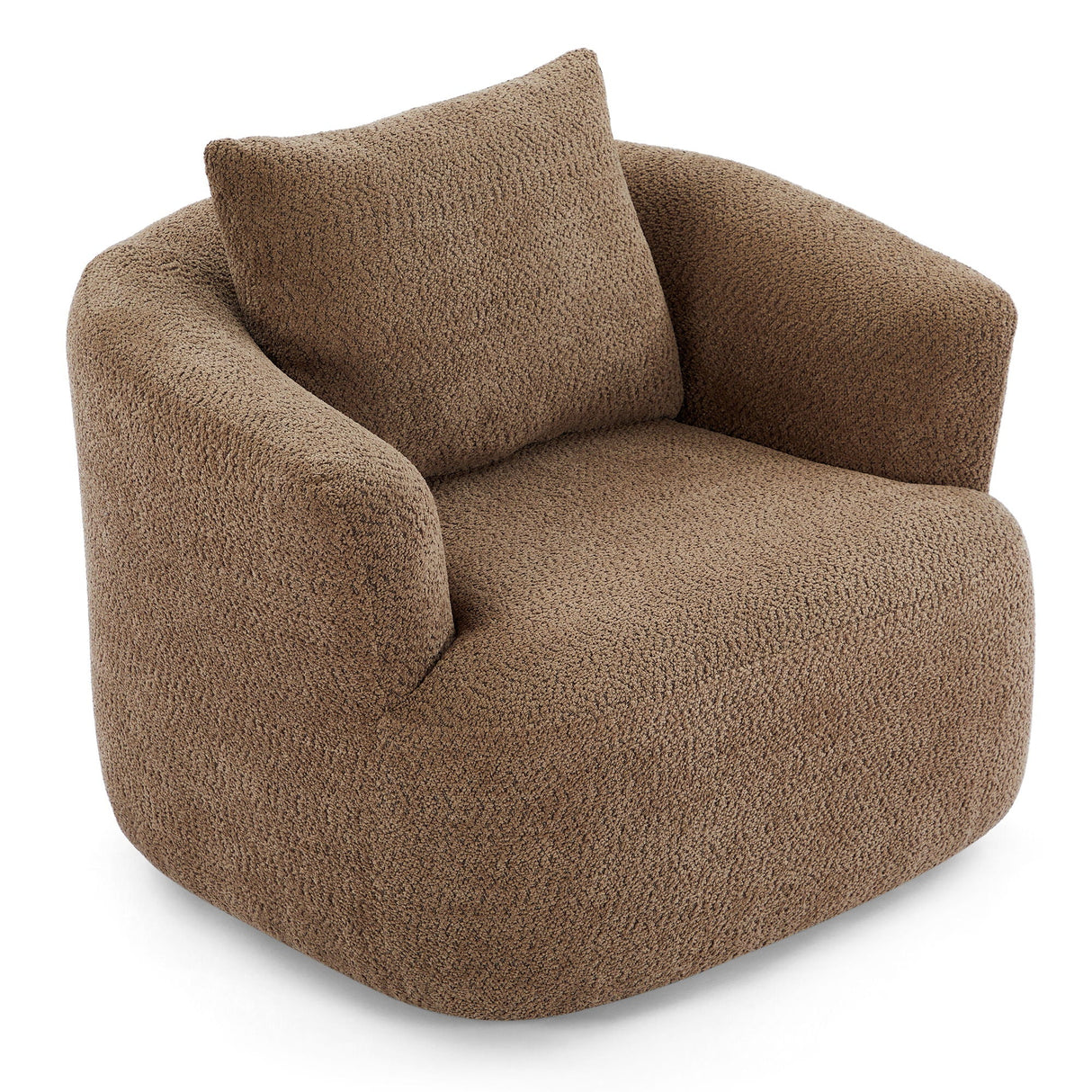 360° Swivel Barrel Sofa Chair With Throw Pillow, Upholstered Accent Chair