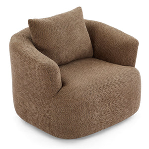 360° Swivel Barrel Sofa Chair With Throw Pillow, Upholstered Accent Chair
