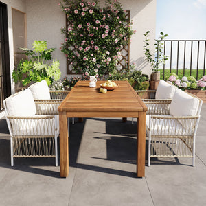 TOPMAX Patio 5pcs Wooden Dining Table Set