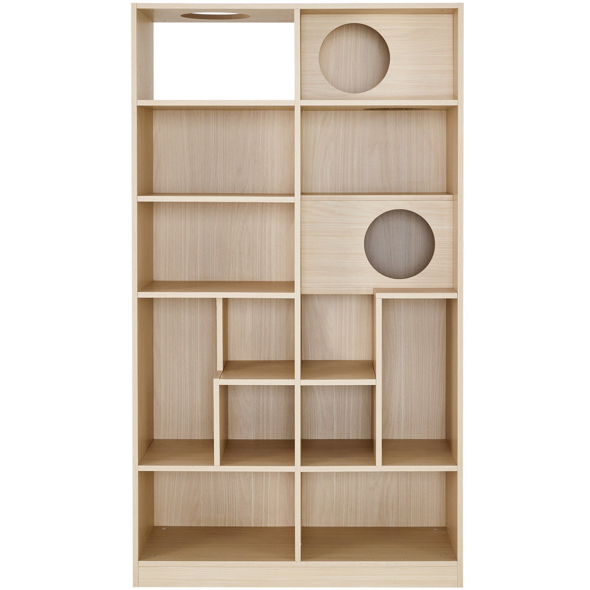 Furniture Style Cat Bookcase Cat Tree Shelves Natural Particle Board MDF 63.5 Inch