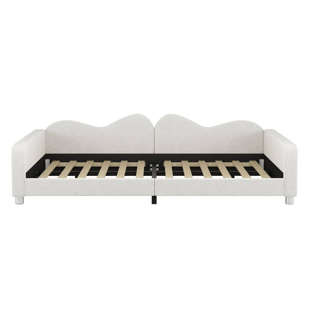 Upholstered Daybed, Sherpa Fabric Sofabed With Cloud-Shaped Backrest
