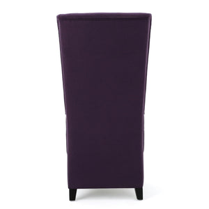 Fabric Dining Chair With High Back And Birch Wood Legs - Plum