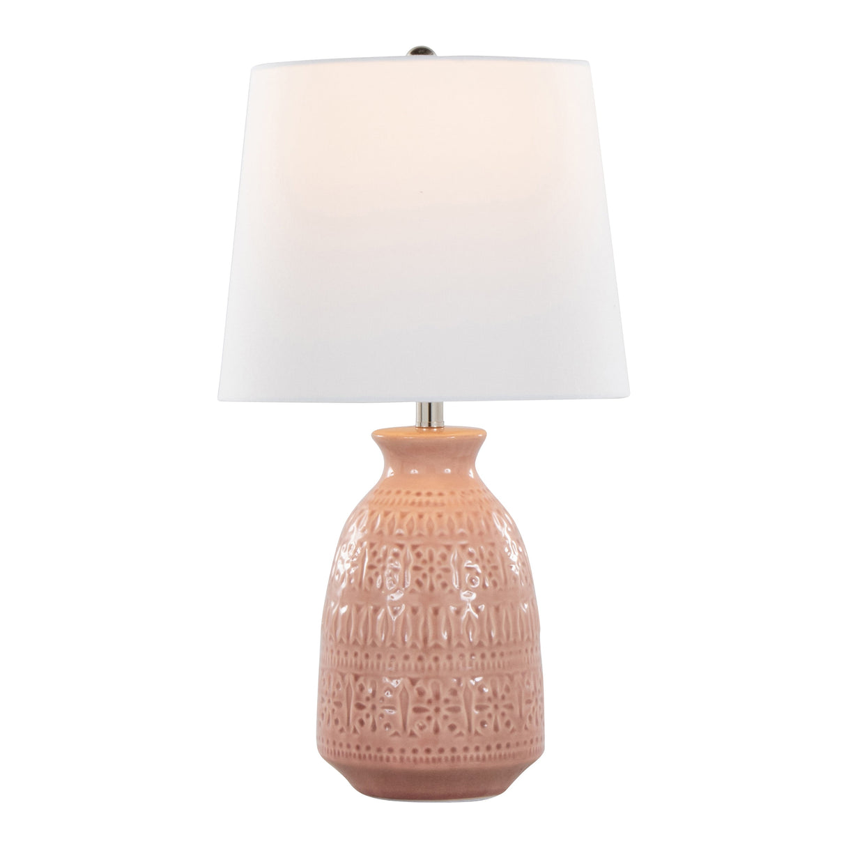 Balconee 20" Ceramic Table Lamp with Vase Shaped Base and Textured Pattern, Set of 2