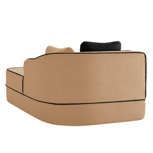 Elysees Right Chaise Sofa W/Pillows Teddy Fabric -Camel