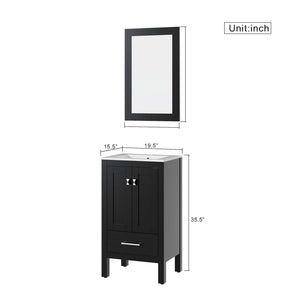 Goodyo Bathroom Vanity Sink Combo with Water-Grain Top - Black