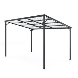 Outdoor Pergola 12' x 8' Galvanized Steel Lean-to Wall-Mounted