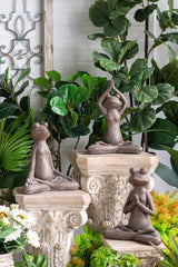 11.5x6.5x15 Brown Magnesium Yoga Frog Figurine in Namaste Pose with Gold Accents