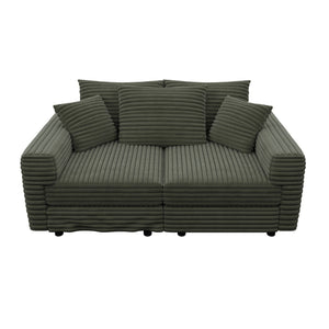 Convertible Deep Seat Sofa With Soft Pillows And Ottomans