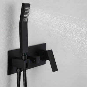 Brass Shower System With 10" Rainfall Shower Head And Handheld Sprayer - Matte Black