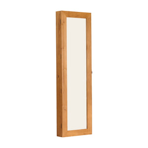Jewelry Armoire Organizer With Full Length Mirror, Wall Mounted Lockable Cabinet With LED Light