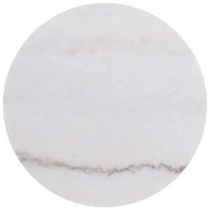 Jason Round White Marble Top Side End Table Honey Brown