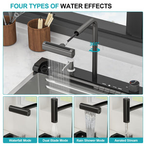 30" Single Bowl Kitchen Sink With Smart LED Faucet