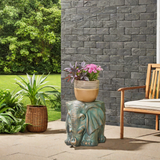 Elephant Garden Stool with Copper Patina Finish