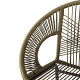 Ferrara Outdoor Patio Green Faux Wicker Barstool Set with Ergonomic Design and Durable PE Material