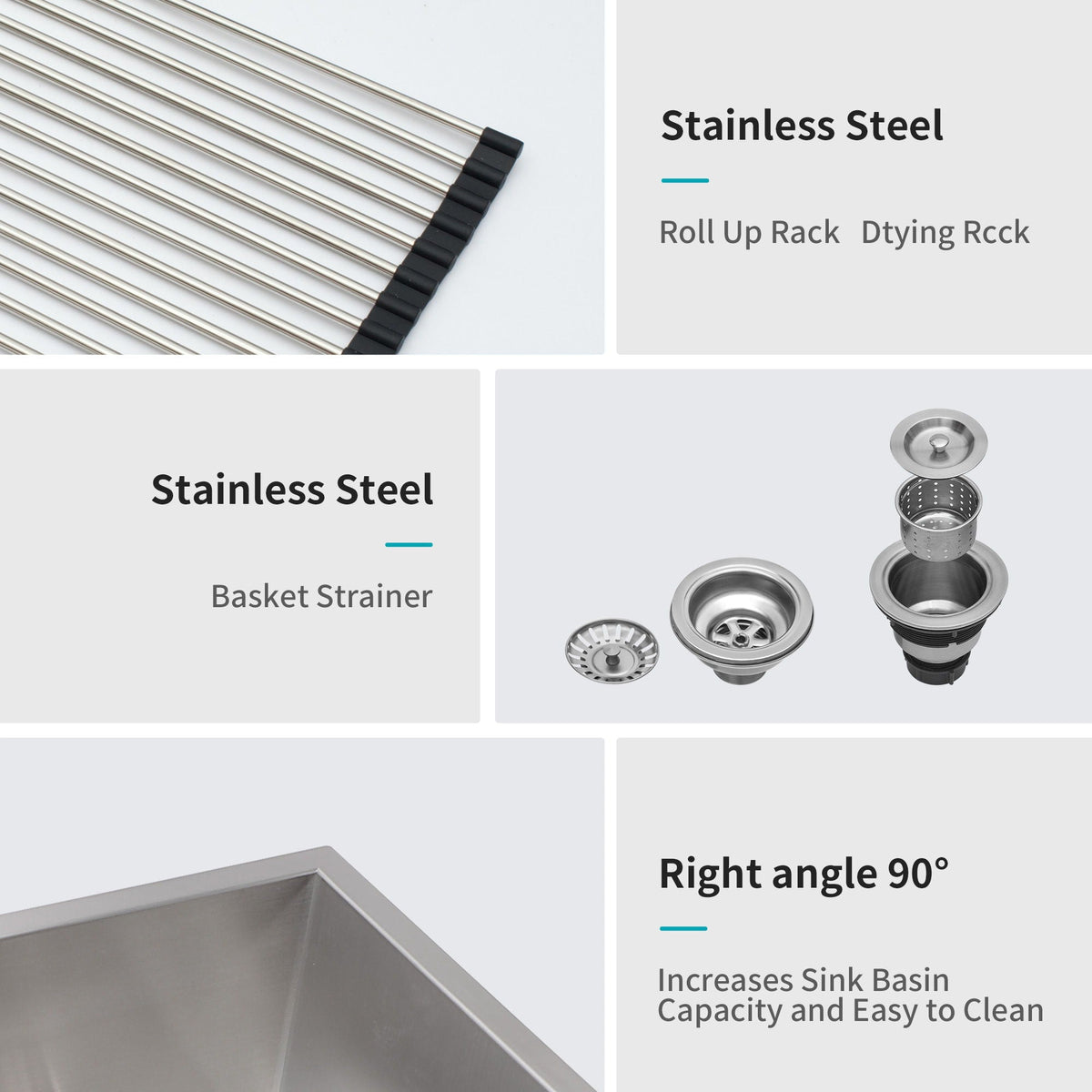 Modern Double Bowl Undermount Kitchen Sink 50 / 50 Design Stainless Steel