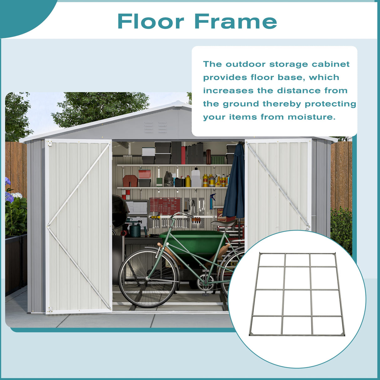 10 x 12 ft. Outdoor Storage Shed with Floor Frame Kit
