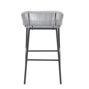 La Push Outdoor Patio Light Gray Rope Bar Stool, Set of 2