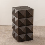 Retro Wooden Side Table with 3D Embossed Design