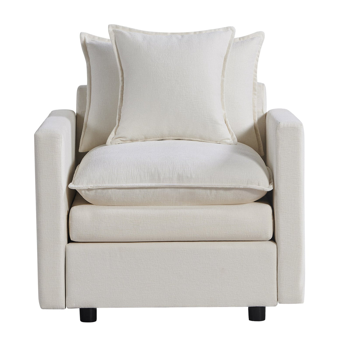 Plush Chenille Armchair with Deep Seating and Double-Layer Cushions