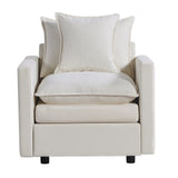 Plush Chenille Armchair with Deep Seating and Double-Layer Cushions