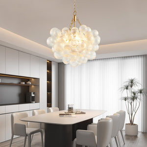 20-Inch Gold Pendant Light Chandelier with Threaded Clear Glass Globe Shade