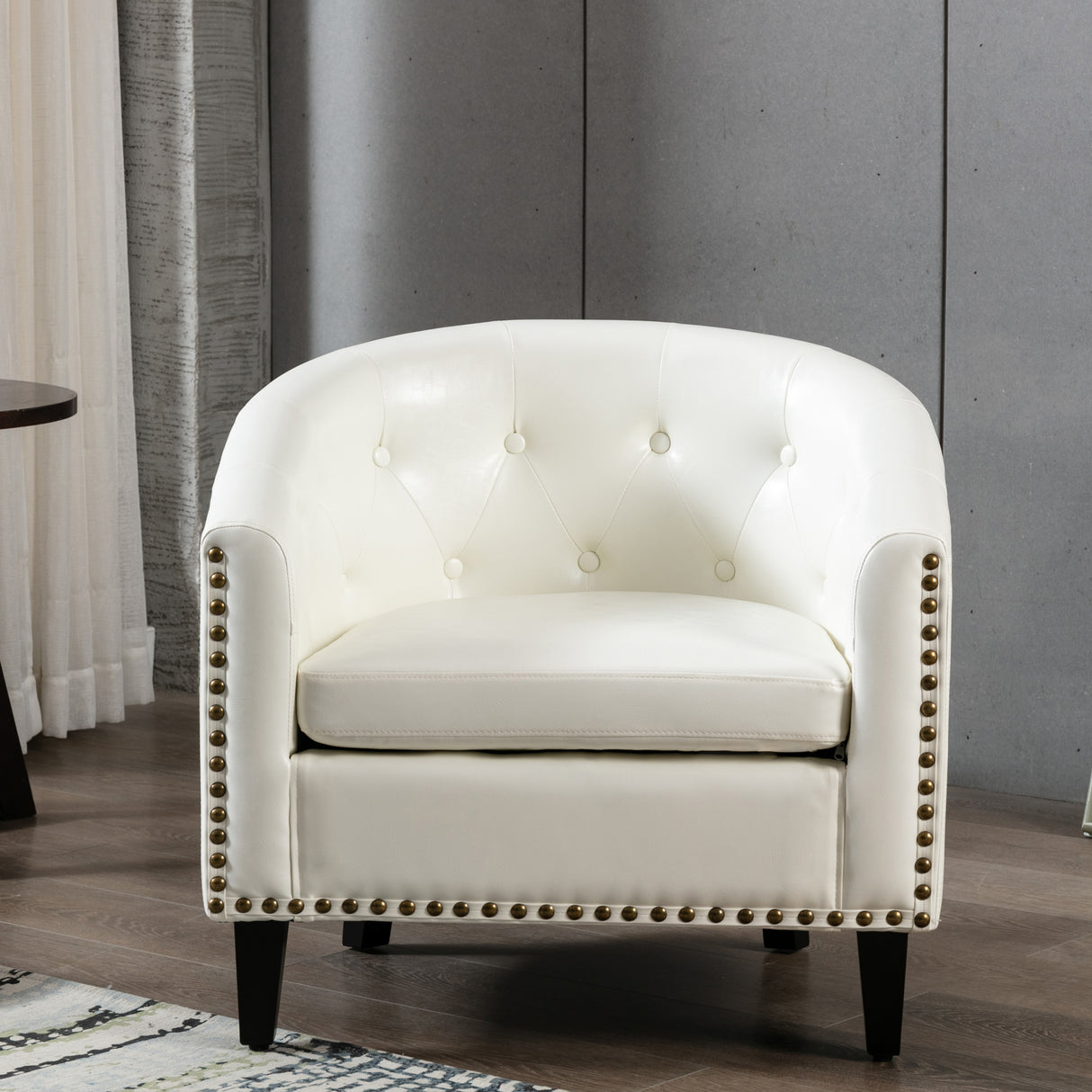 Pu leather tufted barrel chairtub chair for living room bedroom club chairs