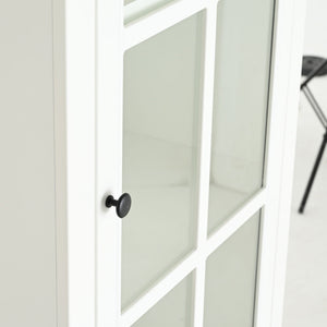 Retro Style Hutch Cabinet With Glass Door, China Cabinet For Home