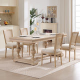 French Country Dining Chairs Set of 2 Upholstered With Natural Rattan Back