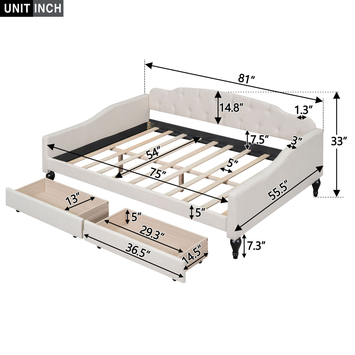 Upholstered Tufted Daybed