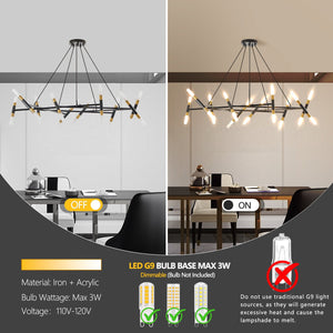41'' Black & Golden Modern Chandelier Light Fixture