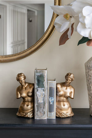 Set of 2 4.5x5x10' Venus de Milo Bust Bookends with Gold Finish
