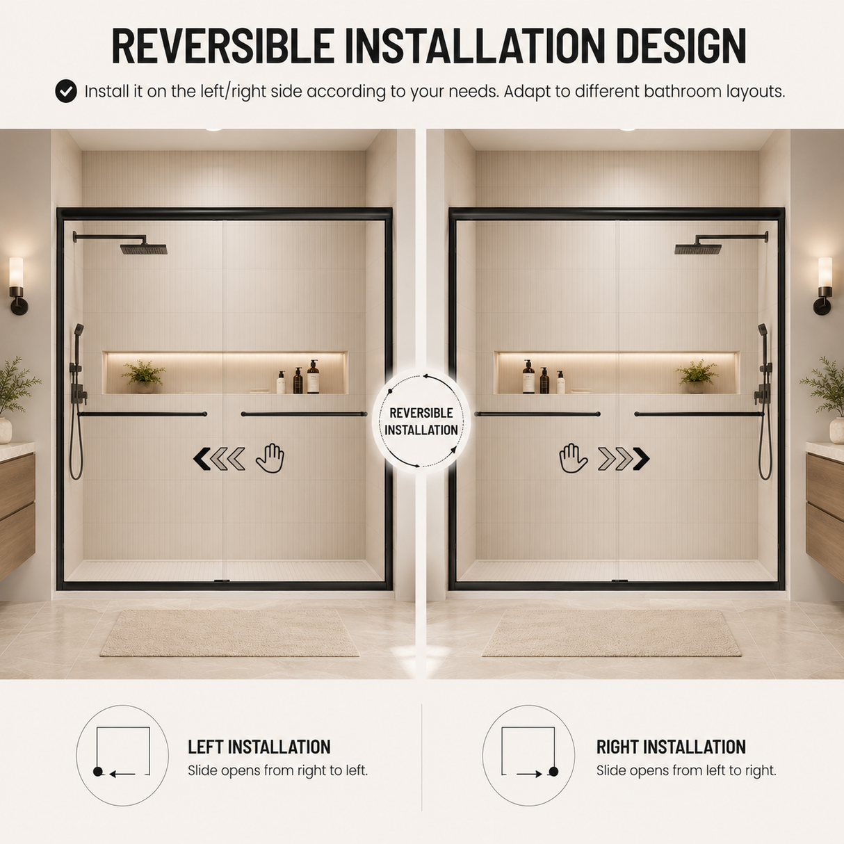 44-48" W x 74" H Framed Double Sliding Shower Door