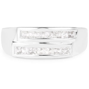 0.70 Carat Genuine White Sapphire .925 Sterling Silver Ring