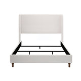 Hayden upholstered wingback bed, 54" headboard, queen, ivory canvas