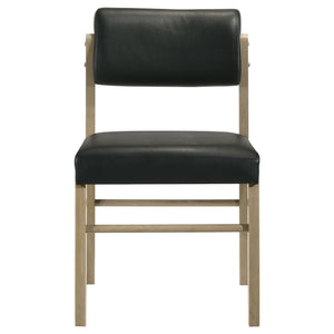 Kehoe Upholstered Dining Side Chair Black and Natural Oak (Set of 2)
