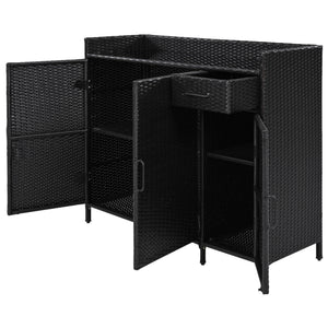 K&K 47.5"W Wicker Outdoor Storage Cabinet with Tempered Glass Desktop