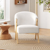 Modern Accent Chair with White Polyester Upholstery and Solid Wood Frame