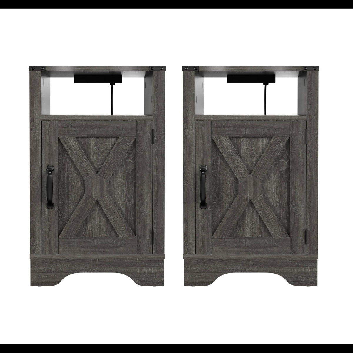 Farmhouse Nightstand, Charging Station & Storage