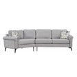 111'-Upholstered-3-Seater-Sofa-with-Curved-Design-and-Two-Printed-Pillows,-Gray-Chenille-Sofas-&-Sectionals