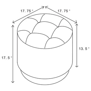 Round Ottoman With Tufted Upholstery Base - Gray