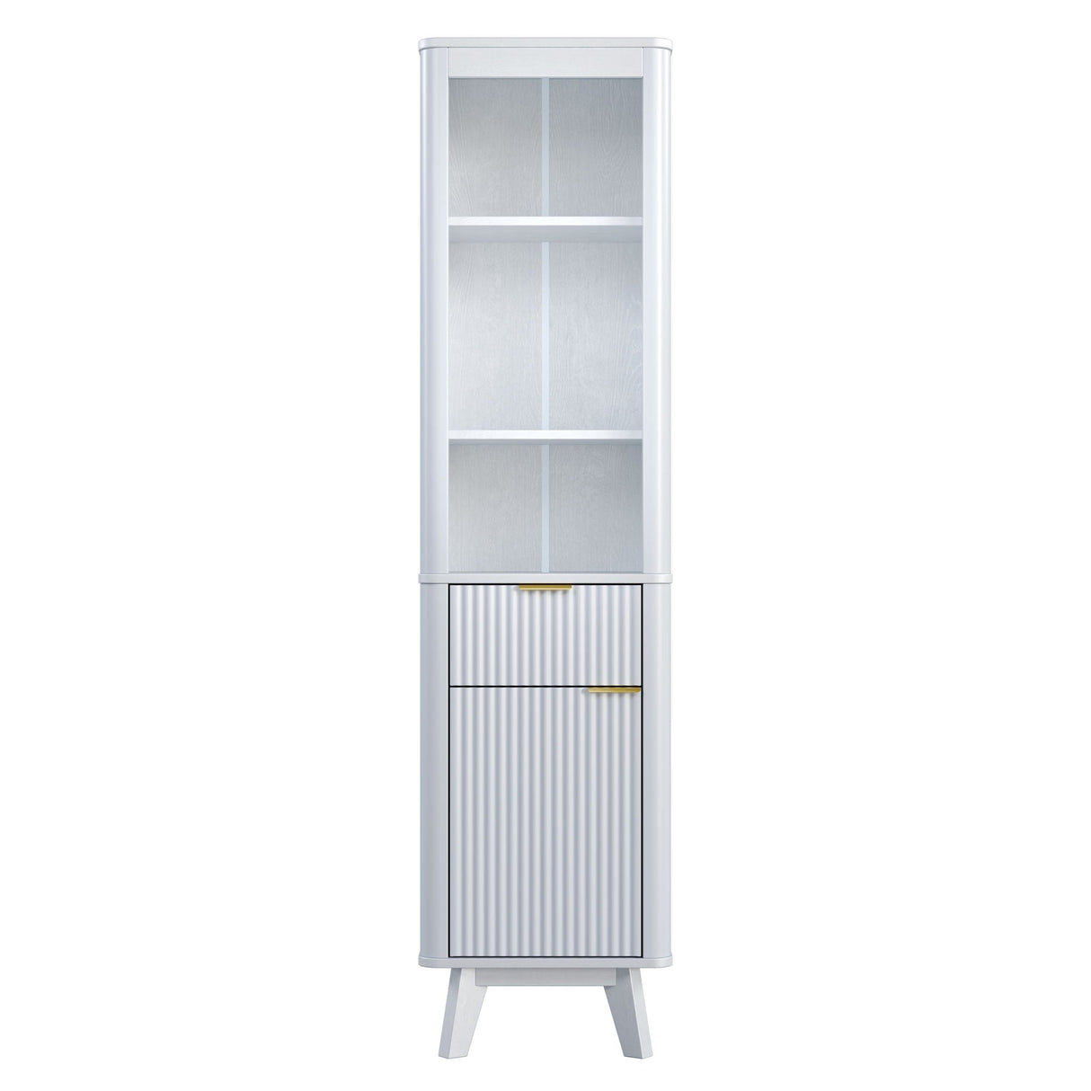 Tall Bathroom Storage Cabinet With Adjustable Shelves And 1 Drawer & Door