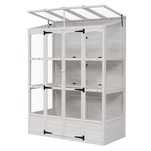 TOPMAX 78-inch Wooden Walk-in Greenhouse with 4 Skylights and Folding Shelves