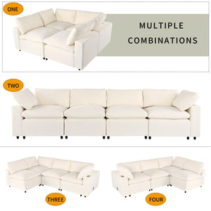 U-Style Upholstered Modular Sofa with Storage and Built-in Tech