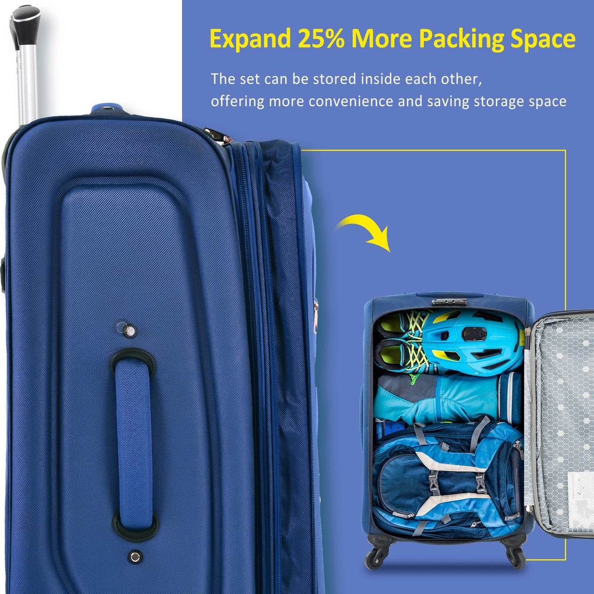 Softside expandable 3-piece luggage set with spinner wheels