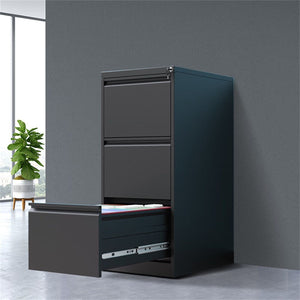 Durable Metal 3 Drawer File Cabinet With Lock For Office Storage