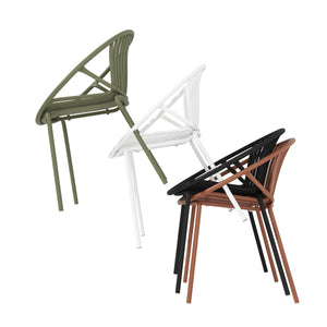 Patio Dining Chairs Stackable Chairs with Breathable Design (Set of 2)